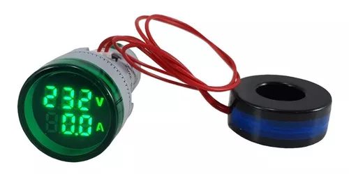 [60.19.AD101-22VAM-V] INDICADOR DE VOLTAJE Y CORRIENTE AD101-22VAM VERDE AC50-500V/0-100A REDONDO ANDELI
