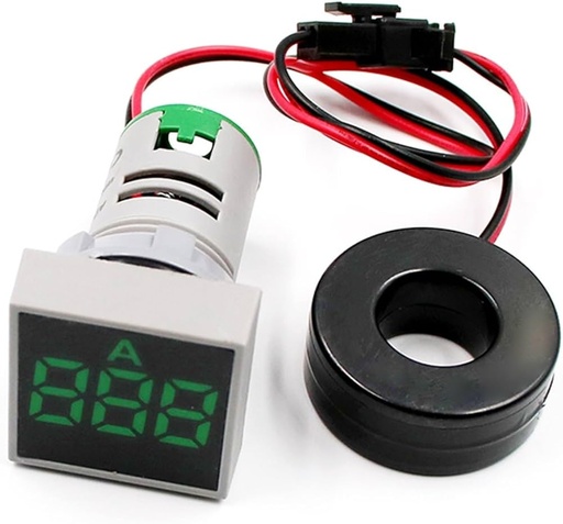 [60.19.AD101-22VAMS-V] INDICADOR DE VOLTAJE Y CORRIENTE AD101-22VAMS VERDE AC50-500V/0-100A CUADRADO ANDELI