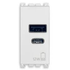 [60.16.19292.AC.B] ALIMENTADOR USB 1M A+C 5V 2.4 A 12W BLANCO ARKE VIMAR