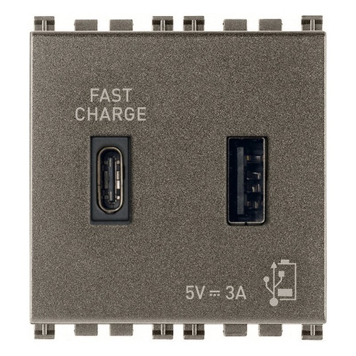 [60.16.19295.AC.M] ALIMENTADOR USB 2M A+C 5V 3A 15W METAL ARKE VIMAR