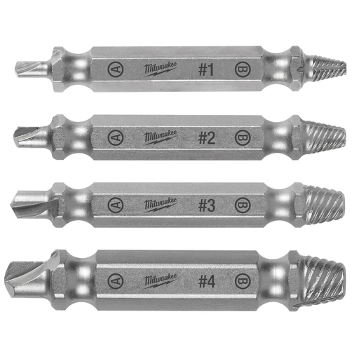 [31.01.49-57-9001] JUEGO DE EXTRACTORES TORNILLOS D/ACERO 4 PZAS MILWAUKEE
