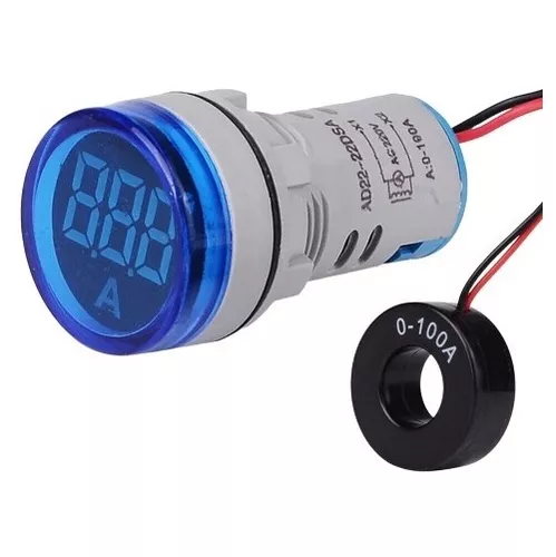 [60.11.AD22-RA-A] BOMBILLO PILOTO AZUL C/MEDIDOR 0-100 AMP 22MM TOSUN