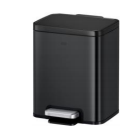 [79.24.EKRE8BL] PAPELERA RECTANGULAR TAPA Y PEDAL 8LTS ACERO INOX. UNIQUE (NEGRO)